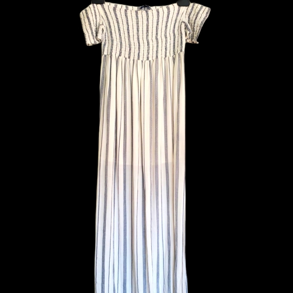 Smocked-Top Off Shoulder Midi